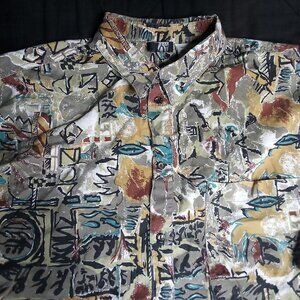 Vintage Box Men's Club Abstract Strokes Geometric Hawaiian Shirt